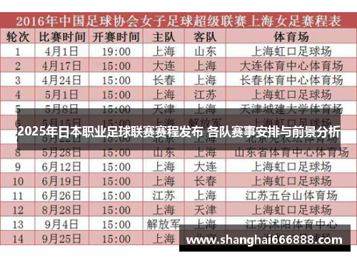 2025年日本职业足球联赛赛程发布 各队赛事安排与前景分析
